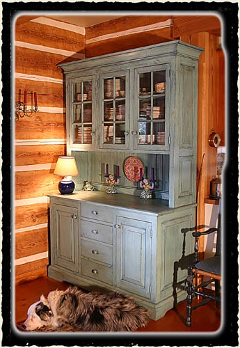 Painted Pioneer-style hutch from island milled lumber